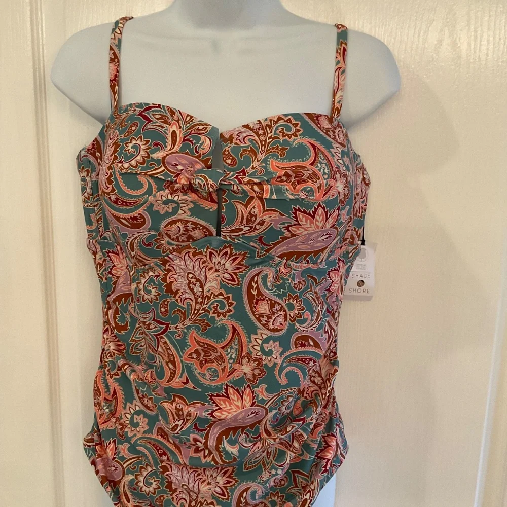 Shade and Shore Paisley Print One-Piece Swimsuit size XL *NWT* - Picture 2 of 5